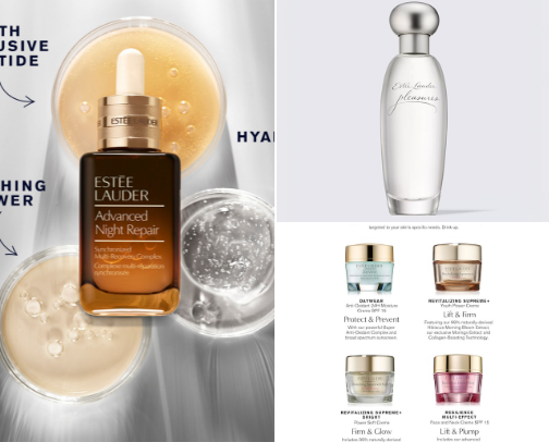 Estee Lauder Beauty Products cover photo collage