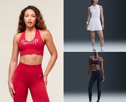 Workout clothing and accesories cover photo collage