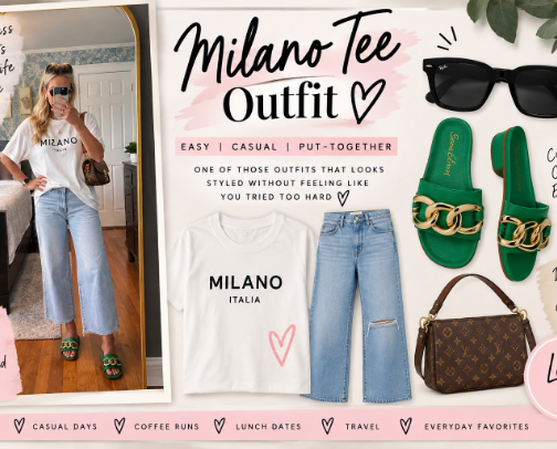 Milano Tee Outfit 🤍 cover photo collage