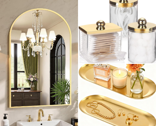 Gold Bathroom Accessories cover photo collage