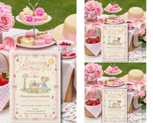 Growing One More Year Garden Party Birthday cover photo collage