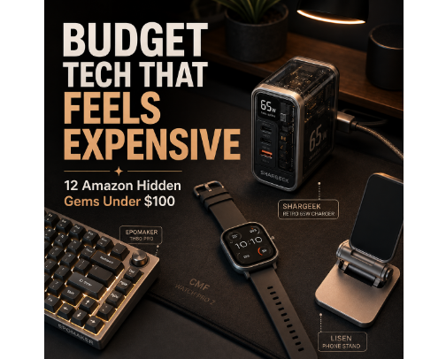 12 Amazon Tech Gadgets Under $100 That Feel Surprisingly Premium cover photo collage