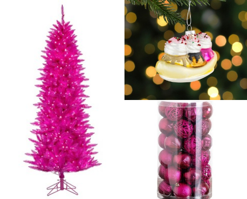 Pink Christmas: Fuchsia Trees, Sparkle & Glam Holiday Decor cover photo collage