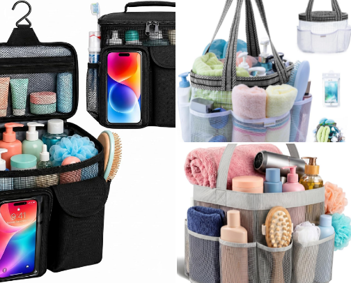 Shower Caddy Large Capacity for Beach, Swimming, Gym, Camping, Travel essentials cover photo collage