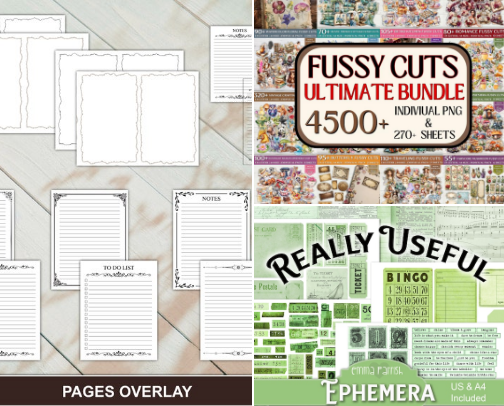 Printable Ephemera Packs for Junk Journals cover photo collage