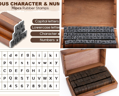 Get Free - UCEC 70pcs Alphabet Stamps for Clay, Rubber Letter Stamps for Crafting, Wooden Letter Number and Symbol Stamp Set for Scrapbooking Supplies DIY Craft Card Making for creative crafters cover photo collage