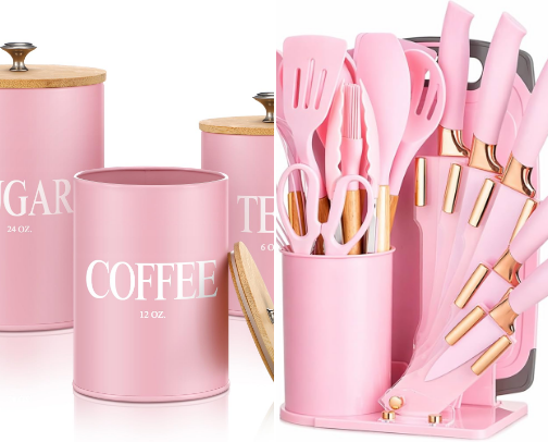 Pink Kitchen Essentials | Cute & Functional Kitchen Finds cover photo collage