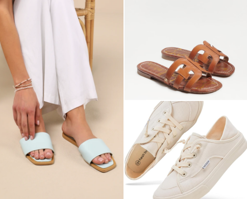Beautiful, comfortable shoes and slides for the summer cover photo collage
