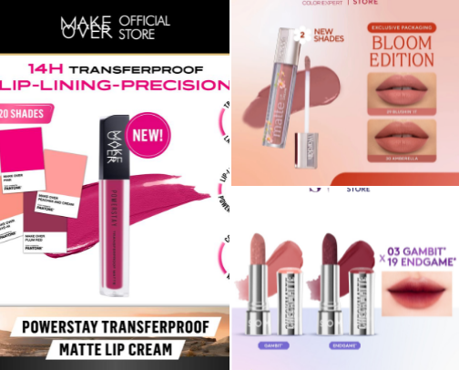Affordable indonesia local transferproof lipstick 💋 cover photo collage