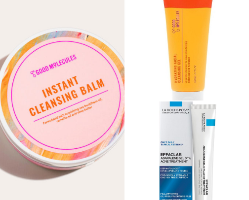 Acne-prone, sensitive skincare routine ✨ cover photo collage