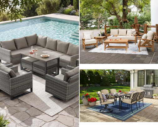 The perfect outdoor patio space that will bring you warmth & comfort! cover photo collage
