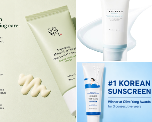 Korean Sunscreens That Don’t Feel Greasy ☀️ cover photo collage
