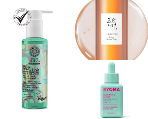 Morning skincare routine for oily, acne-prone skin 🧴🧖‍♀️ cover photo collage