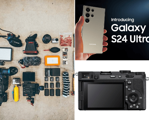 Cameras accessories cover photo collage