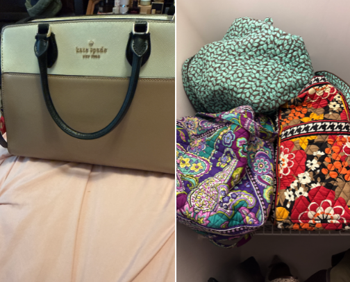 Great purse that I love carrying. I have the blindfold to match.  Kate Spade is very sturdy and matches all of my outfits. cover photo collage