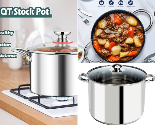 Top 10 Stainless Steel Stock Pots cover photo collage