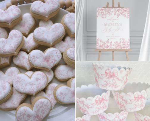 Pink Chinoiserie Party Decor Collection cover photo collage