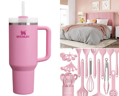 All things for the Pink and Girly aesthetic ( home decor , car and fashion accessories ) cover photo collage