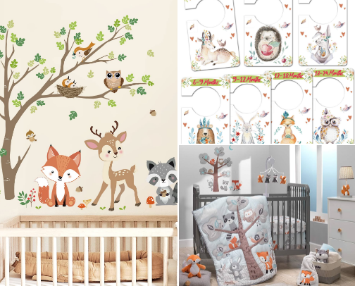 Woodland Animal Themed Baby Room cover photo collage