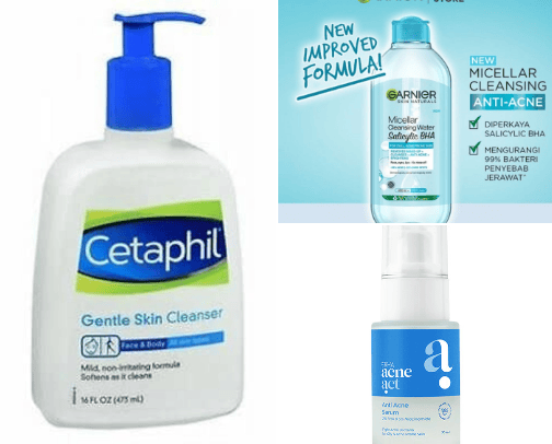 Skincare untuk kulit berminyak dan berjerawat cover photo collage
