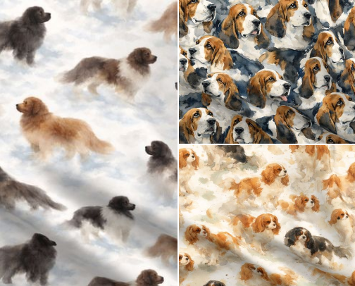 Dog fabric for sewing projects cover photo collage