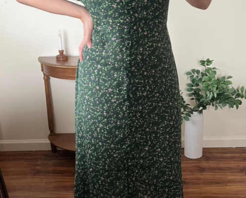 The Green Lapel Button Up Floral Midi Dress - Direct Link cover photo collage