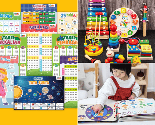 Mainan edukasi anak cover photo collage