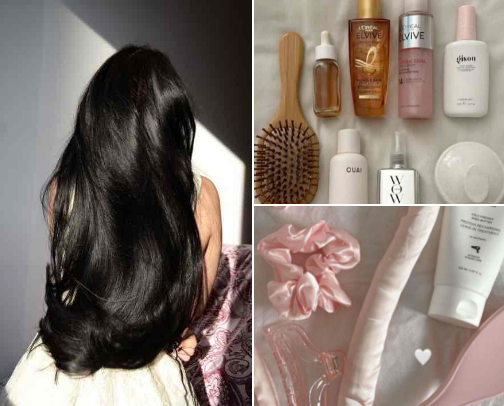 Healthy shiny hair recipe! cover photo collage