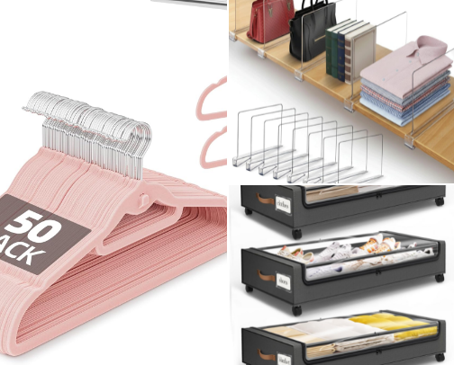 15 Space-Saving Amazon Home Organization Finds: Closet, Bathroom & Living Room Upgrades cover photo collage