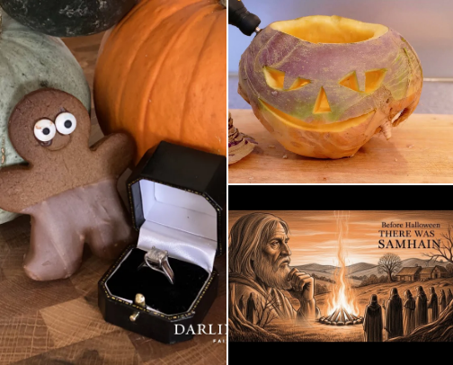 A Guide to Samhain: Feasts, Fortunes & Folklore from the British Isles cover photo collage