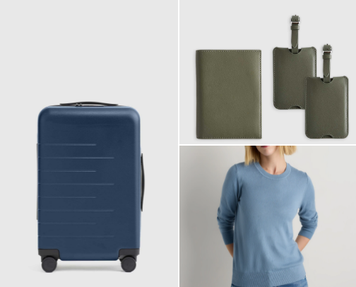 Affordable Luxury Travel Capsule Wardrobe, Luggage and Accessories cover photo collage