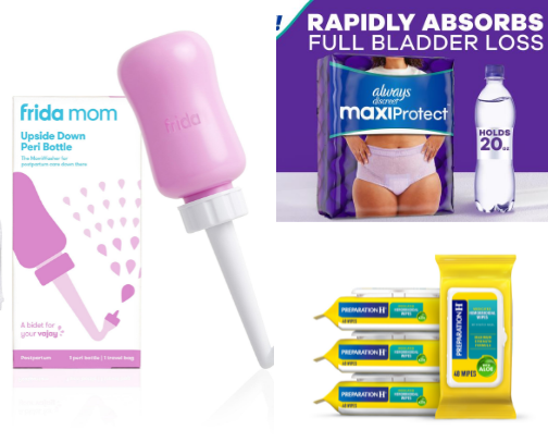 Essential postpartum items after giving birth cover photo collage