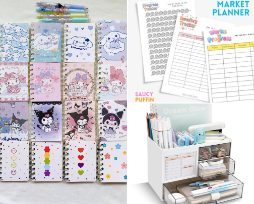 Cute Study Desk Essentials. cover photo collage