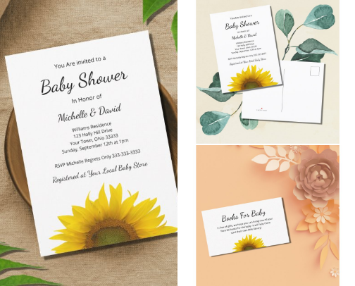Rustic Country Sunflower Baby Shower Planning and Accessories cover photo collage