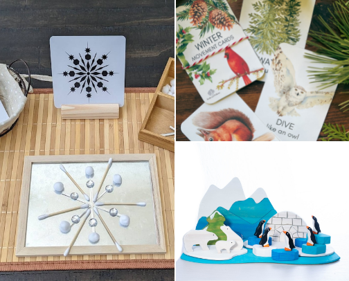 a year of play: montessori-inspired monthly shelves cover photo collage