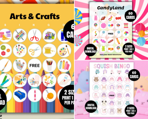 Kids Printable Games | Kids Games for Birthday Party cover photo collage