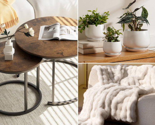 Cozy Living Room Essentials for a Warm Neutral Home cover photo collage