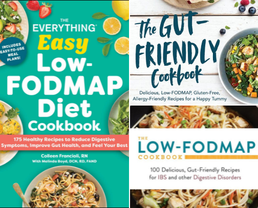 Best low-FODMAP cookbooks cover photo collage
