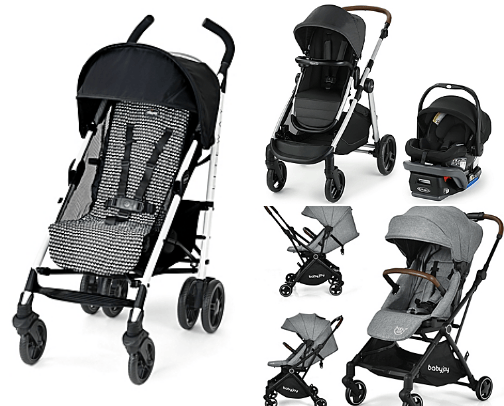 Baby's first toys and stroller cover photo collage