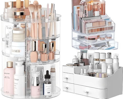 Makeup, Skin care and Perfumes Organizer cover photo collage