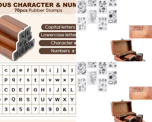 Save & Read - UCEC 70pcs Alphabet Stamps for Clay, Rubber Letter Stamps for Crafting, Wooden Letter Number and Symbol Stamp Set for Scrapbooking Supplies DIY Craft Card Making for creative crafters cover photo collage