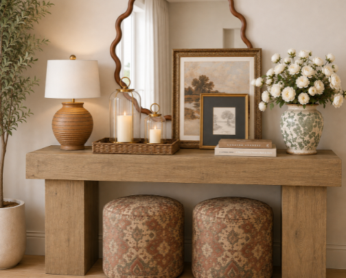 Console Table & Decor Inspiration cover photo collage