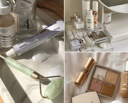 beauty (skincare, makeup and hair recommendations that are a game changer💋 cover photo collage