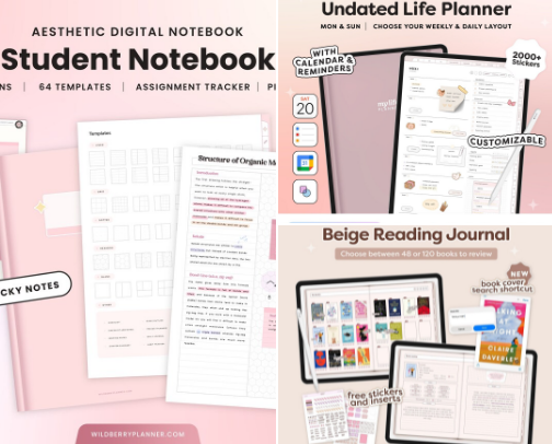 Digital Planners & Notion Templates For Productivity cover photo collage