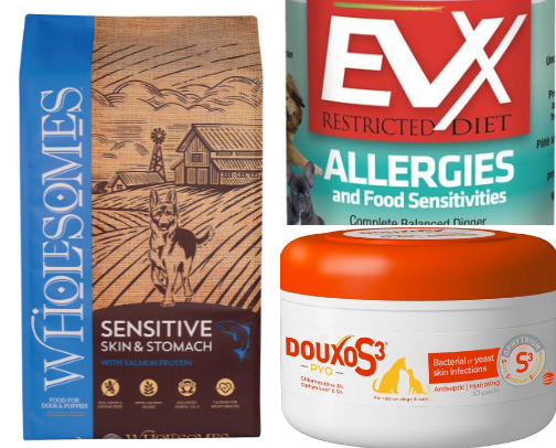 Dogs with allergies and sensitive stomach cover photo collage
