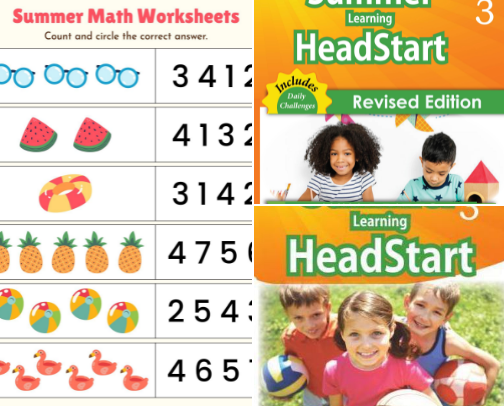 Save & Read - Summer Learning HeadStart, Grade 3 to 4: Fun Activities Plus Math, Reading, and Language Workbooks: Bridge to Success with Common Core Aligned ... (Summer Learning HeadStart by Lumos Learning) cover photo collage