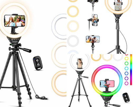 Best Phone Tripods with LED Ring Light for Video Recording 📸✨ cover photo collage