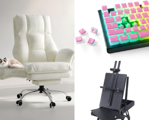 Cozy Office Setup 🖤💖💜 Art & Gaming cover photo collage