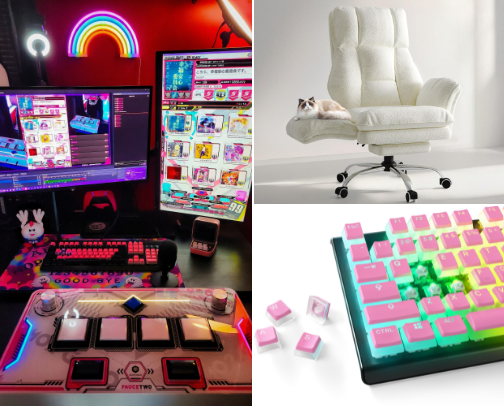 Cozy Office Setup 🖤💖💜 Art & Gaming cover photo collage