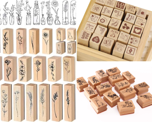 Free PDF,Hacaroa 32 Pieces Wooden Rubber Stamp Set,"Moon Star Botanical Decorative Wood Stamps for Journal, Diary, Scrapbook, Planner, Letter, DIY Craft, Card Making Creative Stamp Picks" cover photo collage